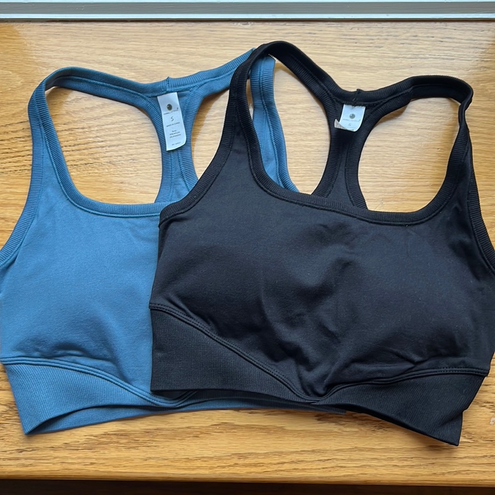 Two Small Yogalicious Sports Bras (Blue and Black)